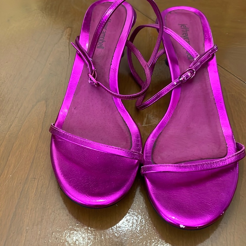 Cute metallic pink, Jeffrey Campbell sandals.